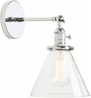 permo single sconce with funnel flared glass clear glass shade 1-light wall sconce wall lamp (chrome) логотип