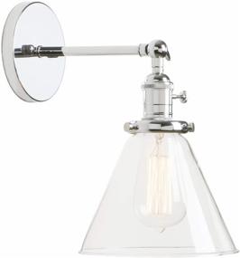 img 4 attached to Permo Single Sconce With Funnel Flared Glass Clear Glass Shade 1-Light Wall Sconce Wall Lamp (Chrome)