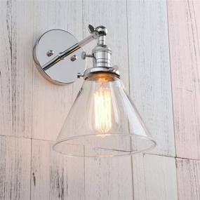 img 1 attached to Permo Single Sconce With Funnel Flared Glass Clear Glass Shade 1-Light Wall Sconce Wall Lamp (Chrome)