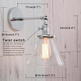 img 3 attached to Permo Single Sconce With Funnel Flared Glass Clear Glass Shade 1-Light Wall Sconce Wall Lamp (Chrome)