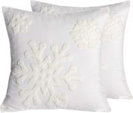 🎄 christmas blessing snowflake embroidered throw pillow cover, 18x18, cotton, ideal for bed, sofa, cushion, car - 1 pair (white) logo