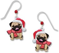 🎅 uv-printed holiday earrings with pug dog santa design by sienna sky in 1985 logo