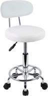 🪑 kktoner modern rolling stool with low back - pu leather height adjustable work salon drafting swivel task chair with footrest (white) logo