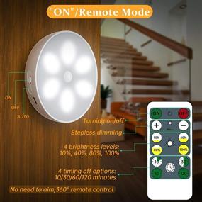 img 3 attached to Enhanced LED Closet Light: Motion Sensor Puck Lights with 🔦 Remote for Wireless USB Rechargeable Dimmable Under Cabinet Night Safe Lighting