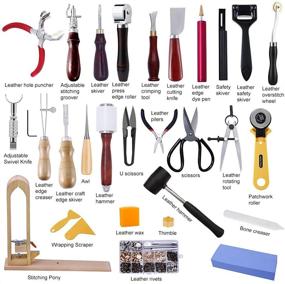 img 3 attached to 🧰 BUTUZE 440Pcs Complete Leatherworking Tool Set with Punch Cutter Tools, Letter and Number Stamp Set, Stamping Set, Leather Apron, Tanned Leather, Instruction - Ideal for Beginners and Professionals