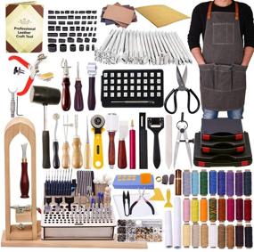 img 4 attached to 🧰 BUTUZE 440Pcs Complete Leatherworking Tool Set with Punch Cutter Tools, Letter and Number Stamp Set, Stamping Set, Leather Apron, Tanned Leather, Instruction - Ideal for Beginners and Professionals