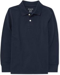 img 4 attached to High-Quality Boys' Uniform Long Sleeve Pique Polo 2-Pack by The Children's Place