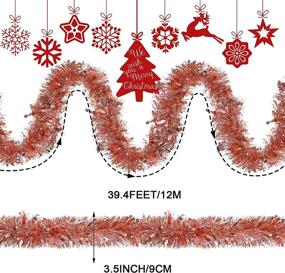 img 3 attached to Rose Gold Christmas Tinsel Garland - 39.4 Feet Metallic Twist Hanging Garland Ornaments for Indoor and Outdoor Holiday Decorations - Ideal Party Supplies and Tree Decoration