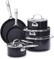 🍳 greenpan searsmart 10-piece ceramic nonstick cookware set, hard anodized, healthful, black logo