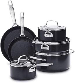 img 4 attached to 🍳 GreenPan SearSmart 10-Piece Ceramic Nonstick Cookware Set, Hard Anodized, Healthful, Black