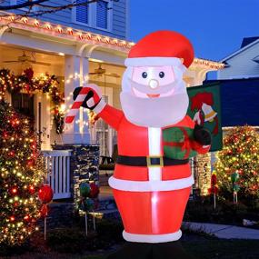 img 4 attached to Captivating 6FT Christmas Santa Claus Inflatable Yard Decoration with LED Lights for Front Yard, Porch, Lawn or Indoor Halloween Party