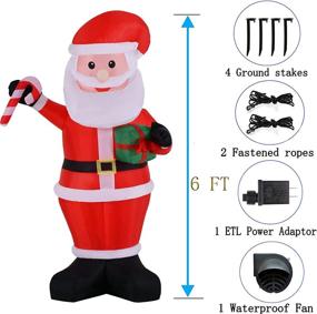 img 3 attached to Captivating 6FT Christmas Santa Claus Inflatable Yard Decoration with LED Lights for Front Yard, Porch, Lawn or Indoor Halloween Party