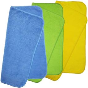 img 2 attached to 🧼 Polyte Premium Microfiber Cleaning Towel 36 Pack - 16x16 Inch (Blue, Green, Yellow) for Efficient Cleaning