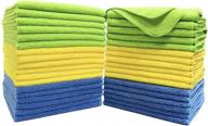 🧼 polyte premium microfiber cleaning towel 36 pack - 16x16 inch (blue, green, yellow) for efficient cleaning logo