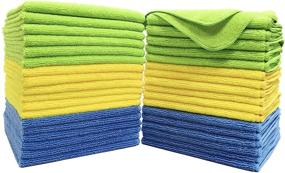 img 4 attached to 🧼 Polyte Premium Microfiber Cleaning Towel 36 Pack - 16x16 Inch (Blue, Green, Yellow) for Efficient Cleaning