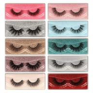 10 pairs of mixed mink false lashes pack: fluffy volume, natural look, wispy medium eyelashes - handmade & reusable - includes 10 portable boxes for easy storage logo