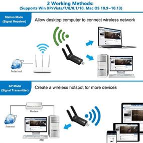 img 2 attached to 📶 Aigital 1200 Мбит/с двухдиапазонный WiFi адаптер, USB 3.0 MU-MIMO WiFi устройство с высокой усиленной антенной для настольного ПК, поддерживает Windows/Mac OS X - 5G/2.4G беспроводной сетевой адаптер