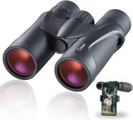 🔭 olimt 10x42 waterproof binoculars: hunting, boating, travel bird watching | lightweight bak4 prism, fog proof & floatable | hd vision with fmc am2 coated lens | includes phone adapter logo