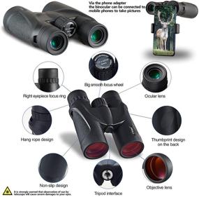 img 3 attached to 🔭 OLIMT 10x42 Waterproof Binoculars: Hunting, Boating, Travel Bird Watching | Lightweight BAK4 Prism, Fog Proof & Floatable | HD Vision with FMC AM2 Coated Lens | Includes Phone Adapter