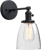 🌑 phansthy industrial wall sconce light: black 1-light sconce with 5.5 inches clear glass shade логотип