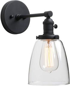 img 4 attached to 🌑 Phansthy Industrial Wall Sconce Light: Black 1-Light Sconce with 5.5 Inches Clear Glass Shade