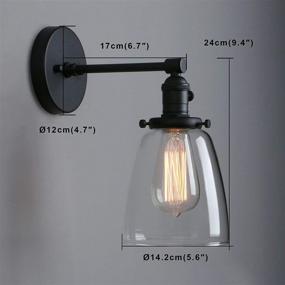 img 3 attached to 🌑 Phansthy Industrial Wall Sconce Light: Black 1-Light Sconce with 5.5 Inches Clear Glass Shade