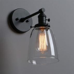 img 1 attached to 🌑 Phansthy Industrial Wall Sconce Light: Black 1-Light Sconce with 5.5 Inches Clear Glass Shade