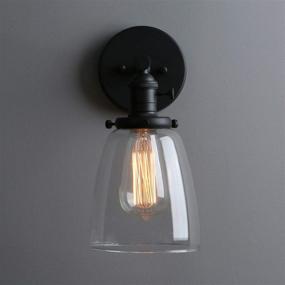 img 2 attached to 🌑 Phansthy Industrial Wall Sconce Light: Black 1-Light Sconce with 5.5 Inches Clear Glass Shade