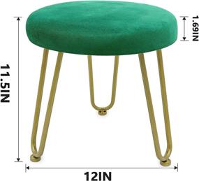 img 3 attached to 🌿 Polyjkl Small Round Green Footstool with Gold Metal Legs - Modern Ottoman Seat for Under Desk, Living Room, Bedroom, Entryway - H12 x L12 x W11.5 - Foot Stool