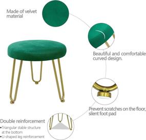 img 2 attached to 🌿 Polyjkl Small Round Green Footstool with Gold Metal Legs - Modern Ottoman Seat for Under Desk, Living Room, Bedroom, Entryway - H12 x L12 x W11.5 - Foot Stool