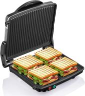 🥪 yabano panini press grill: non-stick coated plates, 11"x 9.8", 180° opening, stainless steel, removable drip tray - 4 slice logo