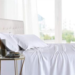 img 3 attached to 🛏️ Premium Royal Hotel Bedding Top-Split King: Luxurious Adjustable Split Top King White Silky Soft Bed Sheets - 100% Bamboo Viscose Sheet Set