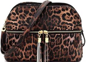 img 4 attached to Leopard Compartment Leather Crossbody Leopard3 Women's Handbags & Wallets and Crossbody Bags