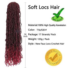 img 2 attached to 🏾 Soft Faux Locs Crochet Hair, 36 Inch, 6 Packs, T1b/530 – Extended Pre-Looped Curly Wavy Synthetic Locs Hair Extensions for Black Women