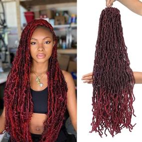 img 4 attached to 🏾 Soft Faux Locs Crochet Hair, 36 Inch, 6 Packs, T1b/530 – Extended Pre-Looped Curly Wavy Synthetic Locs Hair Extensions for Black Women