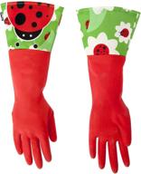 🧤 vigar red latex dishwashing gloves: featuring extended ladybug motif cuff, 16-7/8-inches long logo