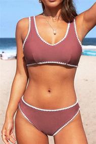 img 1 attached to 👙 Stylish Sporty Crochet Trim Bikini Sets for Women by CUPSHE: Ideal Swimwear for Active Ladies