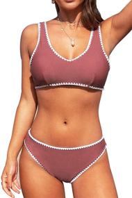img 3 attached to 👙 Stylish Sporty Crochet Trim Bikini Sets for Women by CUPSHE: Ideal Swimwear for Active Ladies