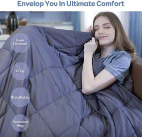 img 3 attached to 🛏️ Premium BUZIO Weighted Blanket for Adults - 15 lbs (140-190 lbs), Queen Size (60 x 80 Inches) - Cool Cotton, Oeko-TEX Certified, Grey - Enhanced with Glass Beads