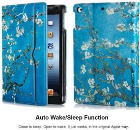 img 2 attached to 🌸 RUBAN iPad 9.7 Inch 2018/2017 / iPad Air 2 / iPad Air Case - Corner Protection, Multi-Angle Viewing Stand, Auto Wake/Sleep, Apricot Blossom Design