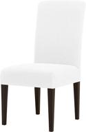 🪑 subrtex stretch dining chair covers - set of 4, white - removable parsons chair slipcovers, kitchen chair protector covers for dining room, restaurant, hotel logo