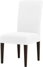 img 4 attached to 🪑 Subrtex Stretch Dining Chair Covers - Set of 4, White - Removable Parsons Chair Slipcovers, Kitchen Chair Protector Covers for Dining Room, Restaurant, Hotel