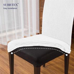 img 1 attached to 🪑 Subrtex Stretch Dining Chair Covers - Set of 4, White - Removable Parsons Chair Slipcovers, Kitchen Chair Protector Covers for Dining Room, Restaurant, Hotel