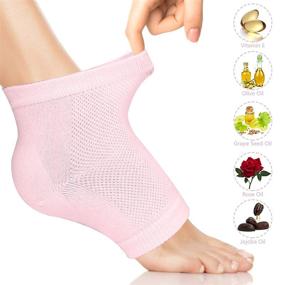 img 2 attached to 🧦 Hydrating Heel Gel Socks - Treat Dry Cracked Dead Skin, Soften Feet, Pedicure Spa Sock Set, 4 Pairs Soft Silicone Lotion Ankle Sleeves to Heal Eczema, Callus & Rough Pain Relief Treatment