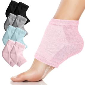 img 4 attached to 🧦 Hydrating Heel Gel Socks - Treat Dry Cracked Dead Skin, Soften Feet, Pedicure Spa Sock Set, 4 Pairs Soft Silicone Lotion Ankle Sleeves to Heal Eczema, Callus & Rough Pain Relief Treatment