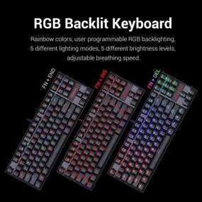 img 2 attached to Механическая игровая клавиатура Redragon K552: компактное расположение 60% с 87 клавишами, переключатели Cherry MX Blue, RGB-подсветка - идеально подходит для игроков на ПК с Windows