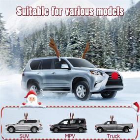 img 2 attached to 🦌 Ovsor Car Christmas Reindeer Antlers & Nose Decorations: Rudolph Set Auto Accessories for Vehicle Decor, Reindeer Ornament Costume