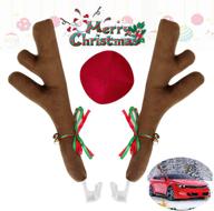 🦌 ovsor car christmas reindeer antlers & nose decorations: rudolph set auto accessories for vehicle decor, reindeer ornament costume logo