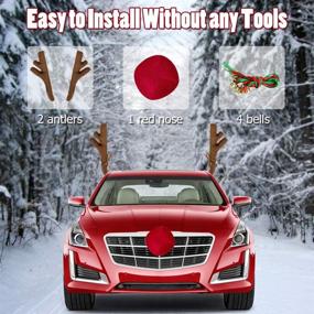 img 3 attached to 🦌 Ovsor Car Christmas Reindeer Antlers & Nose Decorations: Rudolph Set Auto Accessories for Vehicle Decor, Reindeer Ornament Costume