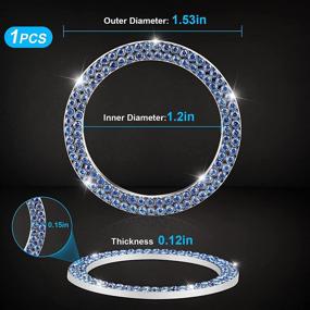 img 3 attached to 💎 Bling Car Decor Crystal 2 Row Rhinestones Ring Emblem Sticker - Blue: A Glamorous Car Accessory Set for Women's Stylish Car Interior Decoration, including Push to Start Button, Key Ignition Starter & Knob Ring